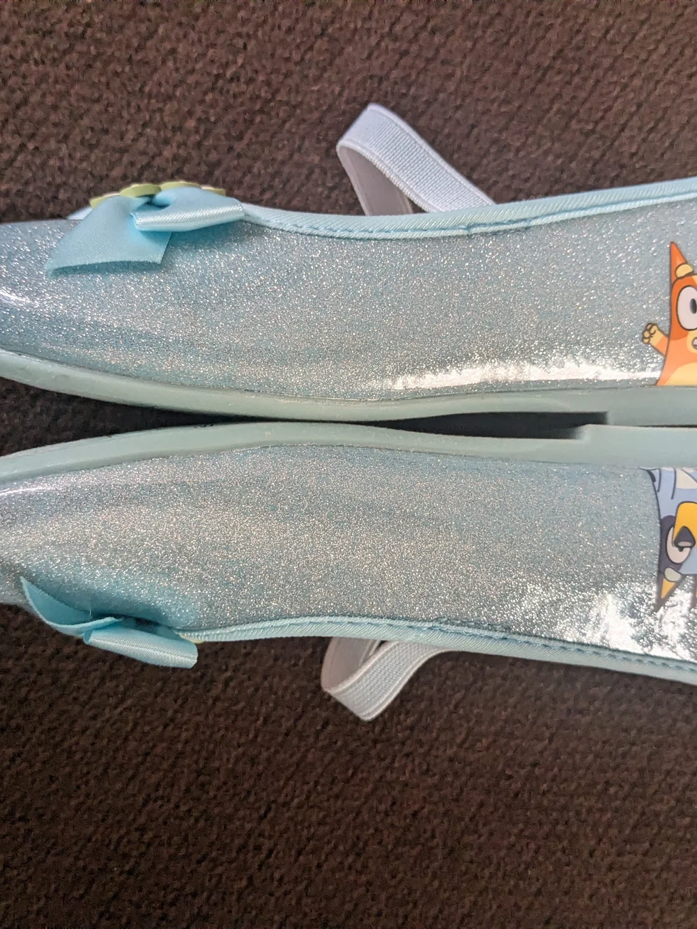 Bluey Girls Blue Glitter Mary Jane Shoes with Daisy Accent